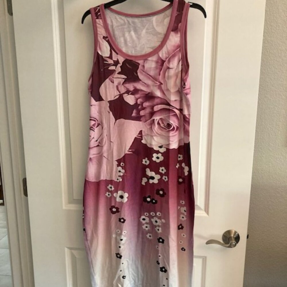 Pink floral midi dress - NEW - XXL